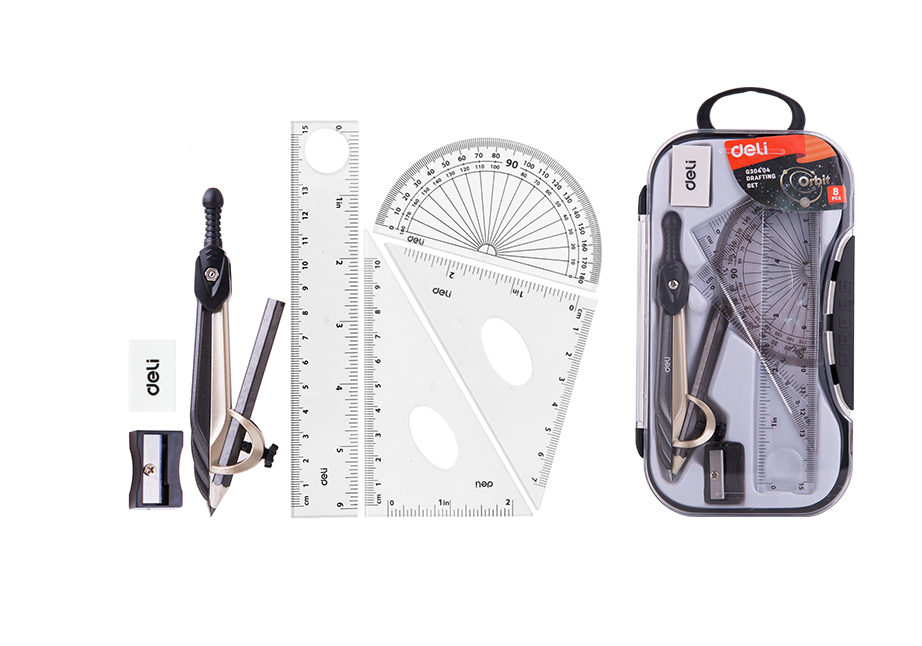 Bộ dụng cụ học sinh kim loại Deli EG30404 - Chân trụ vững chãi vẽ hình tròn chuẩn xác