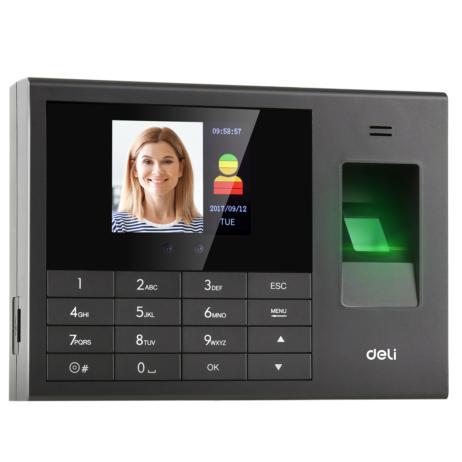 Máy chấm công Deli E3765 - Nhận diện khuôn mặt chính xác tốc độ cao
