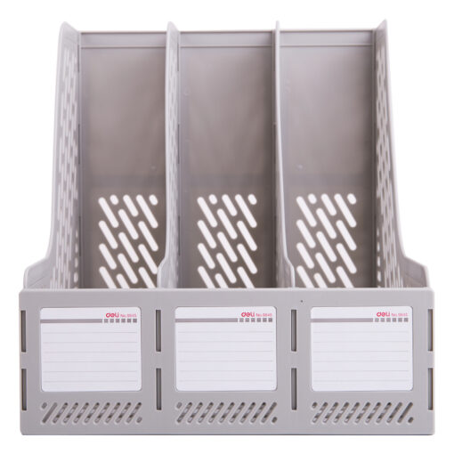 Giá tài liệu 3 ngăn Deli E9845-GY - Nhựa PP bền chắc phân loại gọn gàng