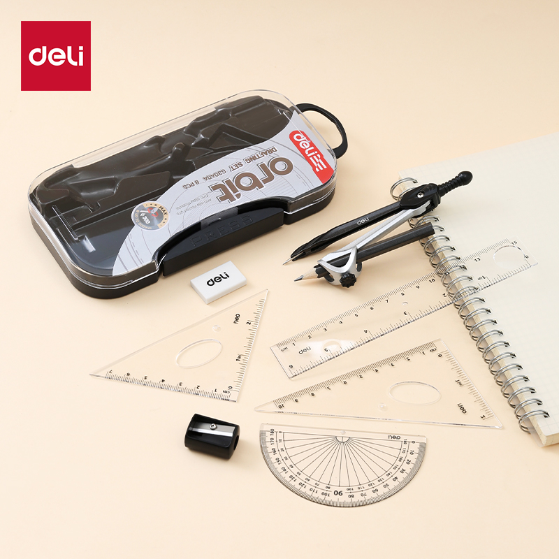 Bộ dụng cụ học sinh kim loại Deli EG30404 - Chân trụ vững chãi vẽ hình tròn chuẩn xác - Ảnh 3