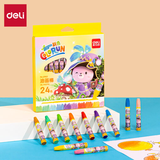Bút sáp dầu Deli 6963 - Chất sáp dầu mềm mịn chồng màu cực tốt