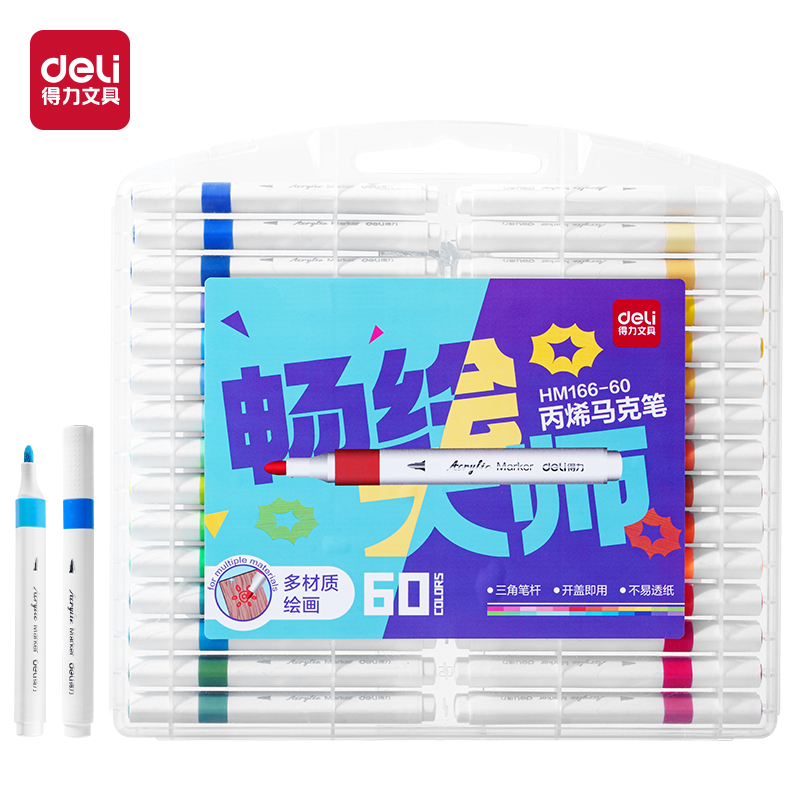 Bút màu Acrylic Marker Deli HM166 - Màu sắc tươi sáng bền màu trên mọi chất liệu - Ảnh 6