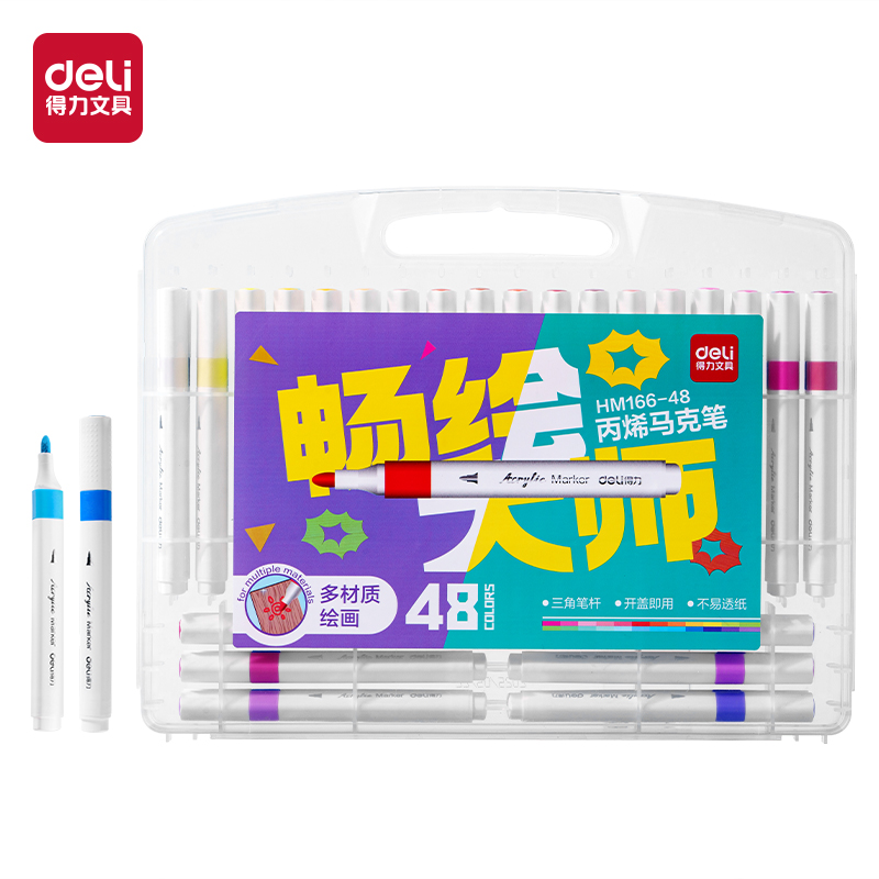 Bút màu Acrylic Marker Deli HM166 - Màu sắc tươi sáng bền màu trên mọi chất liệu - Ảnh 5