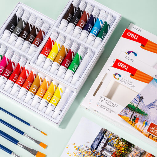 Màu Acrylic Deli EC12 - Khô nhanh bền màu vẽ tốt trên vải và gỗ