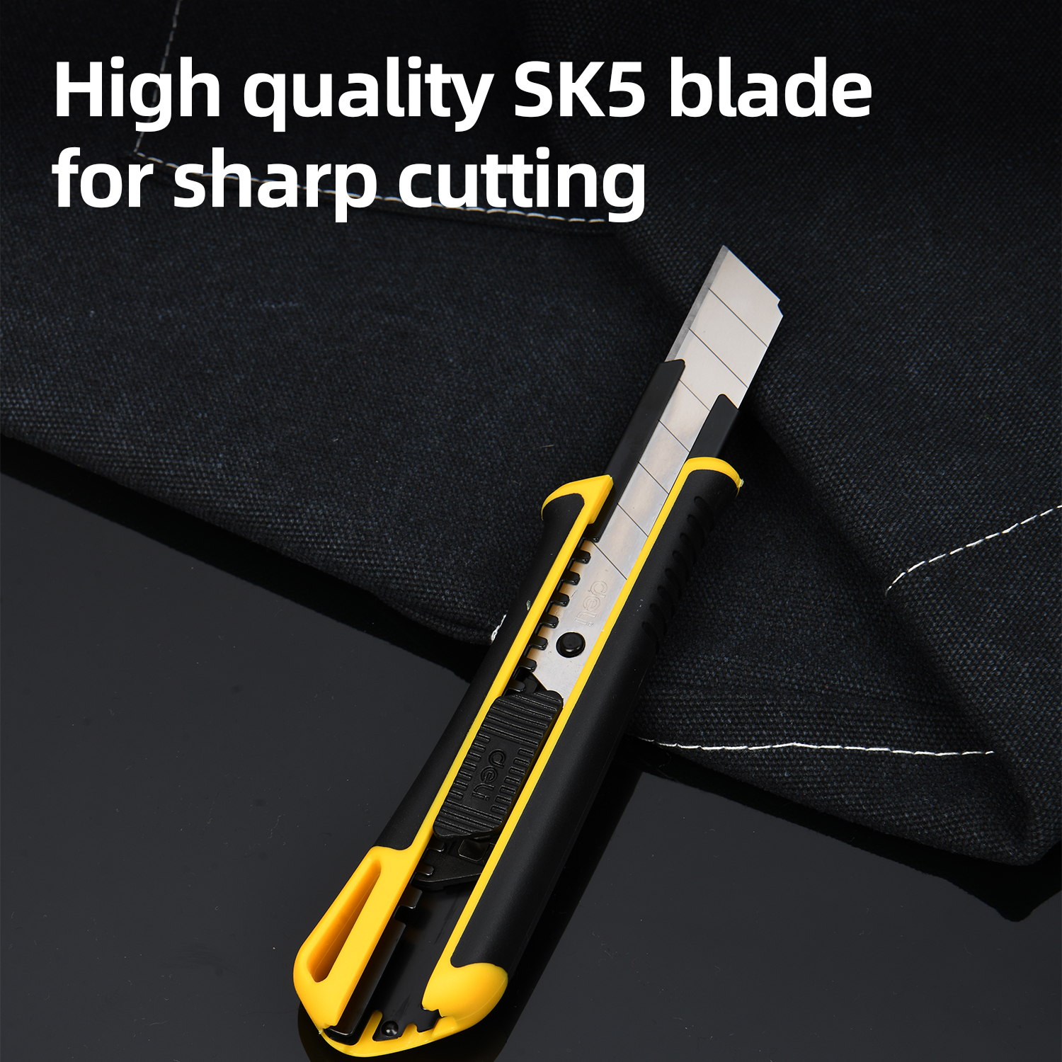 Dao rọc giấy SK5 Deli EDL003H - Lưỡi SK5 siêu bền khung thép chắc chắn - Ảnh 3