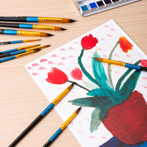 Cọ mỹ thuật đầu tròn Deli EC408 - Lông cọ mềm mượt giữ form tốt