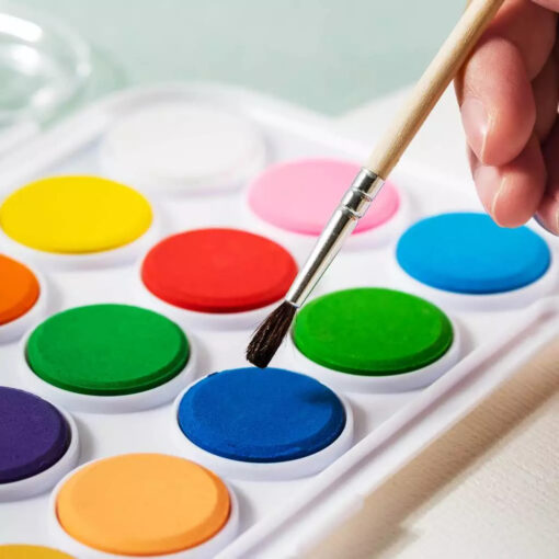 Màu nước dạng nén Deli EC20 - Thiết kế nhỏ gọn kèm cọ tiện lợi mang đi