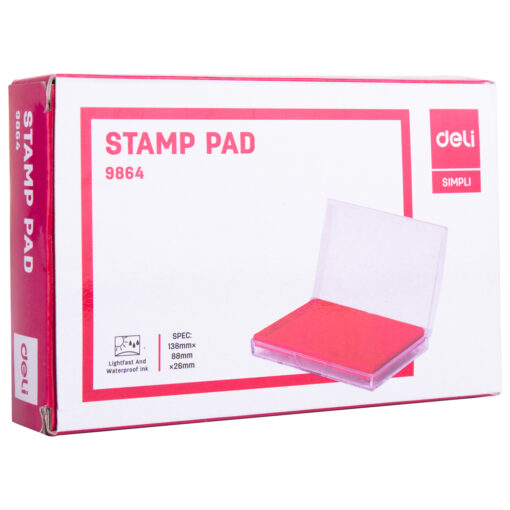 Hộp dấu đỏ Deli E9864 - Mực dấu đậm màu thấm đều và nhanh khô