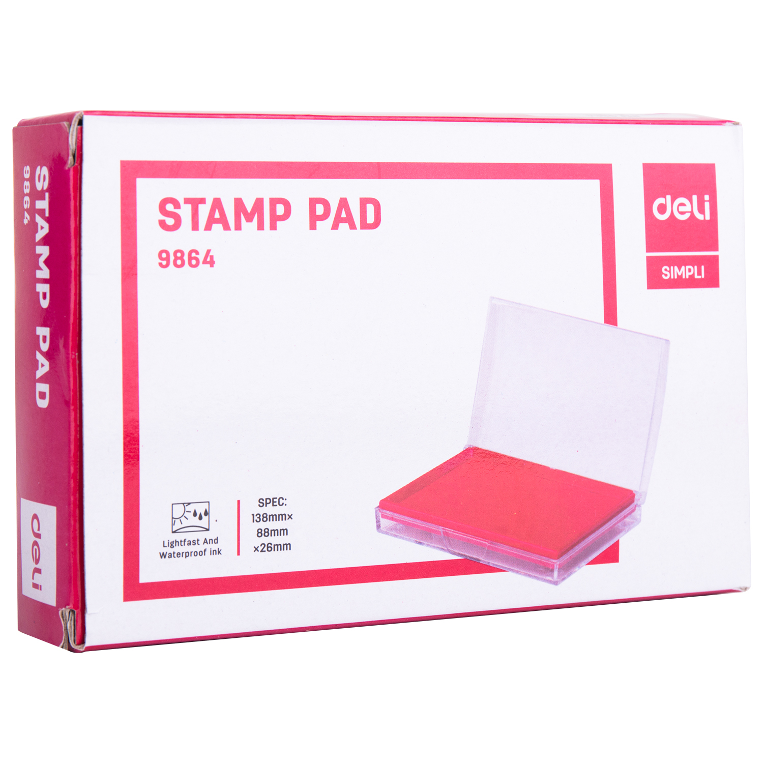 Hộp dấu đỏ Deli E9864 - Mực dấu đậm màu thấm đều và nhanh khô